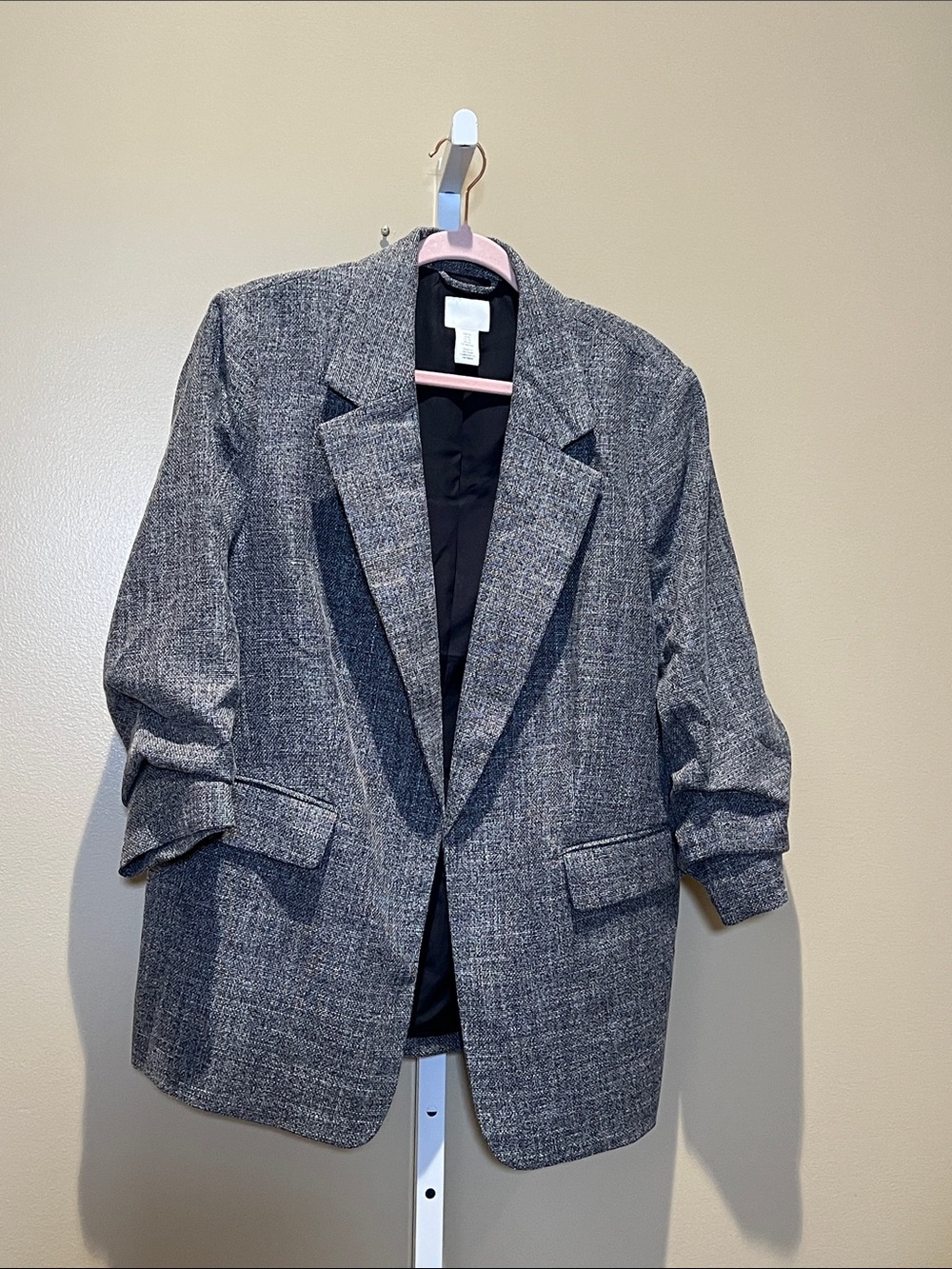 H&M Gray Textured Tweed Blazer Jacket